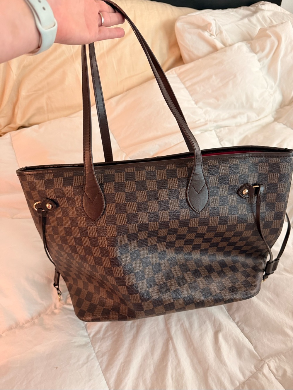 Daisy Rose Brown Checkered Women's Tote Bag